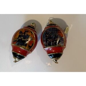 Bradford Ex Courage Under Fire Porcelain Ornament Fire Fighter Bravery Lot Of 2
